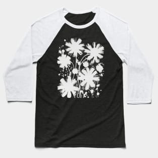 White Flowers Gaffiti Street Art Baseball T-Shirt